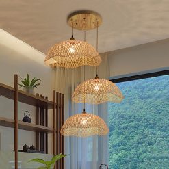 Woven Bamboo Lamp Shade, Bamboo Pendant Light, Wicker Bamboo Light Fixture