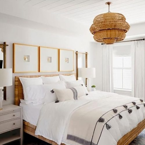 Large Retro Rattan Chandelier 3 Tiers Bedroom