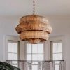 Retro Rattan Chandelier Laundry Room