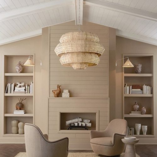 Retro Rattan Chandelier Living Room