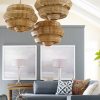 Round Rattan Chandelier, Creative Rattan Lampshade, 3 Tiers Pendant Lamp