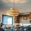 Round Rattan Chandelier, Creative Rattan Lampshade, 3 Tiers Pendant Lamp