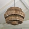 Round Rattan Chandelier, Creative Rattan Lampshade, 3 Tiers Pendant Lamp