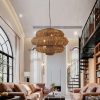 Round Rattan Chandelier, Creative Rattan Lampshade, 3 Tiers Pendant Lamp