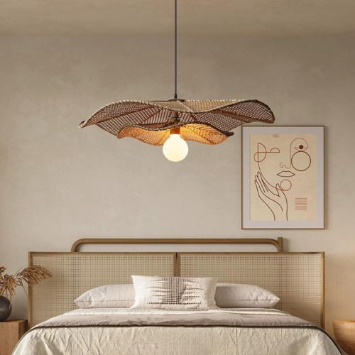 Bedroom Lotus Rattan Pendant Light Fixtures