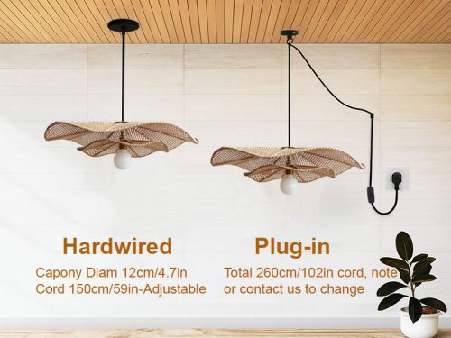 Lotus Rattan Pendant Light Cord Options