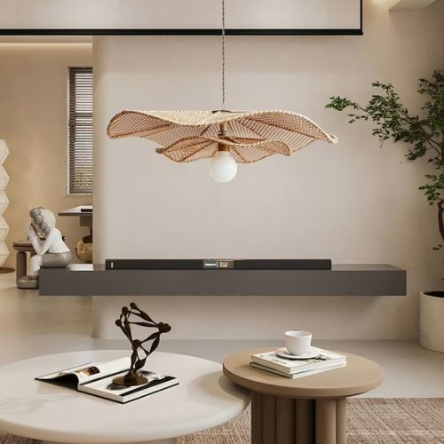Lotus Rattan Pendant Light Fixture Living Room