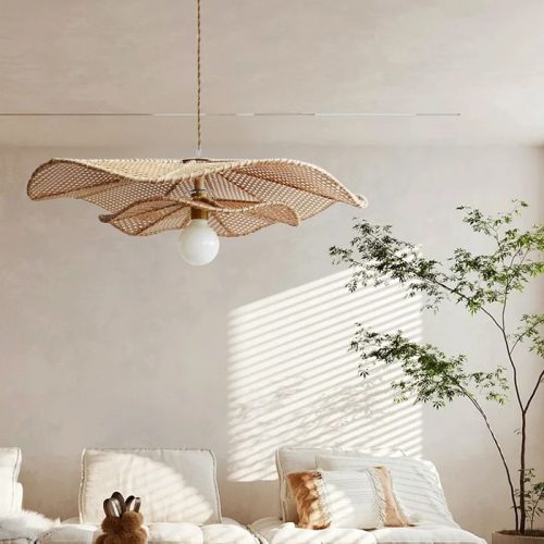 Lotus Rattan Pendant Light Fixtures Living Room
