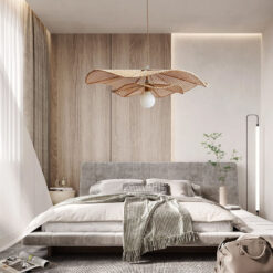 Lotus Rattan Pendant Light Fixtures Woven Lampshade
