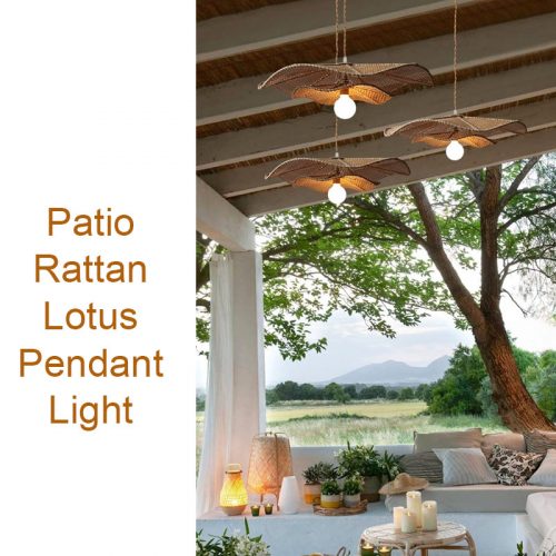 Patio Lotus Rattan Pendant Light