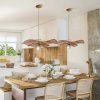 Rattan Lotus Pendant Light Fixtures Woven Lampshade