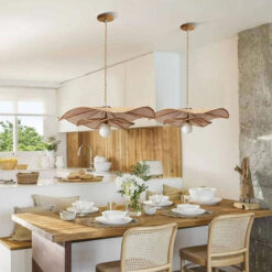 Rattan Lotus Pendant Light Fixtures Woven Lampshade