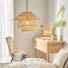 Three Layers Bamboo Pendant Lights, Wicker Bamboo Lampshade for Home Decor