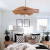 Lotus Leaf Pendant Light, Woven Rattan Lampshade, Rattan Light Fixtures