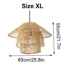 Three Layers Bamboo Pendant Lights, Wicker Bamboo Lampshade for Home Decor