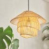 Three Layers Bamboo Pendant Lights, Wicker Bamboo Lampshade for Home Decor