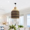 Contemporary Rattan Lamp Shade, Tan Brown Rattan Pendant Light