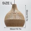 Bottom Tan Brown Rattan Pendant Light Size L