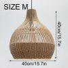 Bottom Tan Brown Rattan Pendant Light Size M