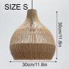 Bottom Tan Brown Rattan Pendant Light Size S