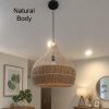 Bottom Tan Brown Rattan Pendant Light Real