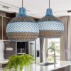 Tan Brown White Rattan Pendant Light Fixture 01