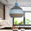 Tan Brown White Rattan Pendant Light Fixture 03