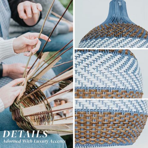 Tan Brown White Rattan Pendant Light Fixture Detail