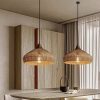 Velvet Rattan Pendant Light Kitchen Wood Top Lampshades