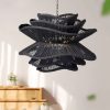 Vietnam Flower Black Rattan Chandelier