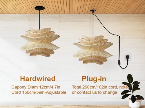 Vietnam Flower Rattan Chandelier Hanging Cord Options