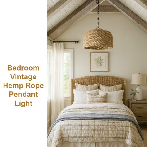 Vintage Hemp Rope Pendant Light Bedroom
