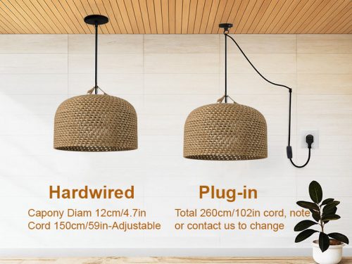 Vintage Hemp Rope Pendant Light Cord Options