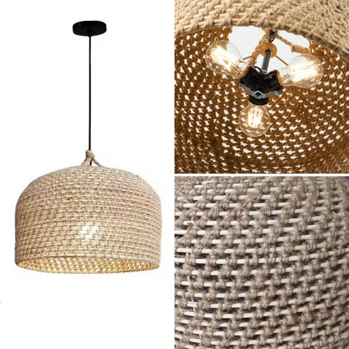 Vintage Hemp Rope Pendant Light Detail