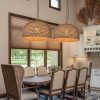 Vintage Hemp Rope Pendant Light Over Dining Table