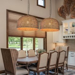 Vintage Hemp Rope Pendant Light Over Dining Table