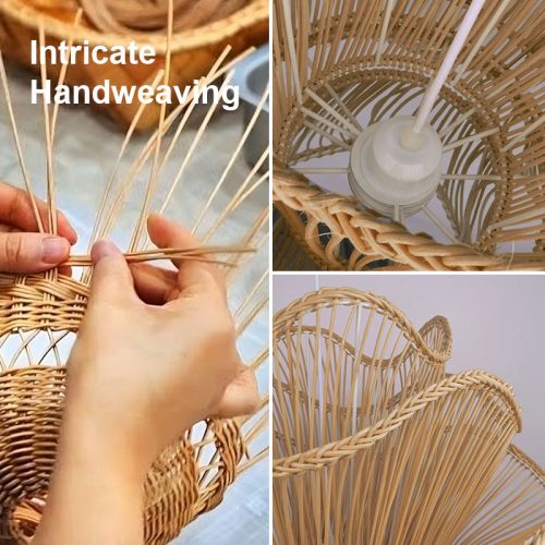 Woven Vietnam Flower Rattan Chandelier Pendant