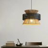 Bamboo Lampshade, Silk Fabric Rope Pendant Light