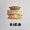 Bamboo Lampshade, Silk Fabric Rope Pendant Light