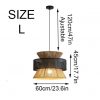 Black Bamboo Lampshade, Silk Fabric Rope Pendant Light