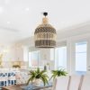 Contemporary Rattan Lamp Shade, Rattan Pendant Light Many Cord Options