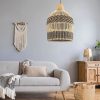 Contemporary Rattan Lamp Shade, Rattan Pendant Light Many Cord Options