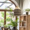 Contemporary Rattan Lamp Shade, Tan Brown Rattan Pendant Light