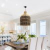Contemporary Rattan Lamp Shade, Tan Brown Rattan Pendant Light
