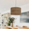 Drum Shade Rattan Light, Rattan Lampshade Kitchen Island Lamp Interior Designer