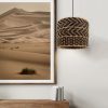 Drum Shade Rattan Light, Dark Color Rattan Lampshade Kitchen Island Lamp