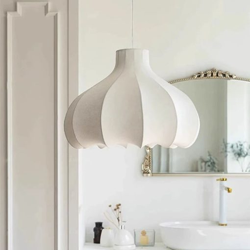 Nordic Minimalist Silk Pendant Lights Wabi Sabi Living Room Bedroom Light