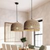 Vintage Hemp Rope Pendant Lights Rattan Lamp Restaurant Dining Room Kitchen