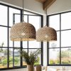 Vintage Hemp Rope Pendant Lights Rattan Lamp Restaurant Dining Room Kitchen