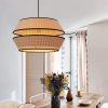 Fabric Bamboo Pendant Light Fixture, Bamboo Lampshade